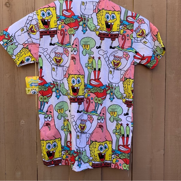 Nickelodeon SpongeBob Patrick Squidward All Over Print White T-Shirt S/M - D66 - Picture 3 of 7